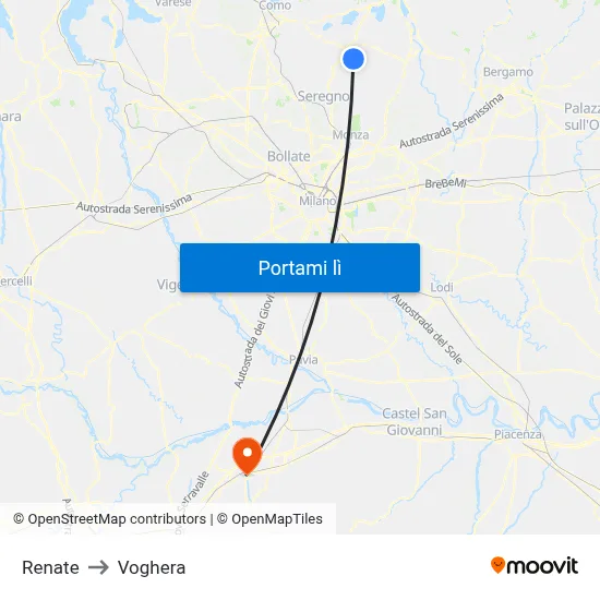 Renate to Voghera map