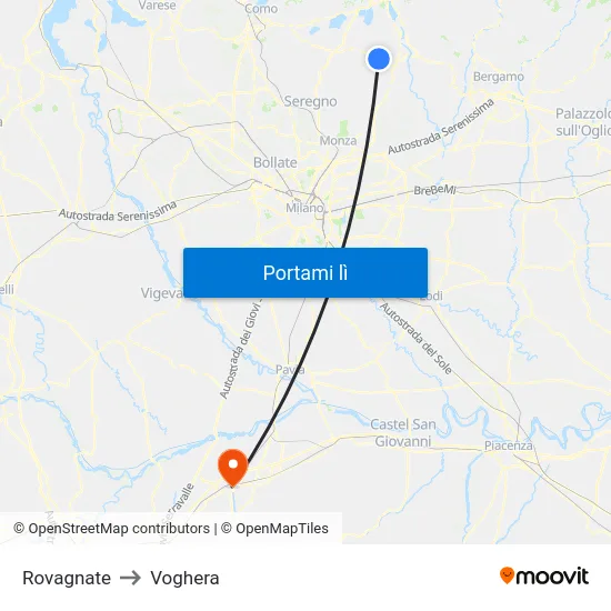 Rovagnate to Voghera map