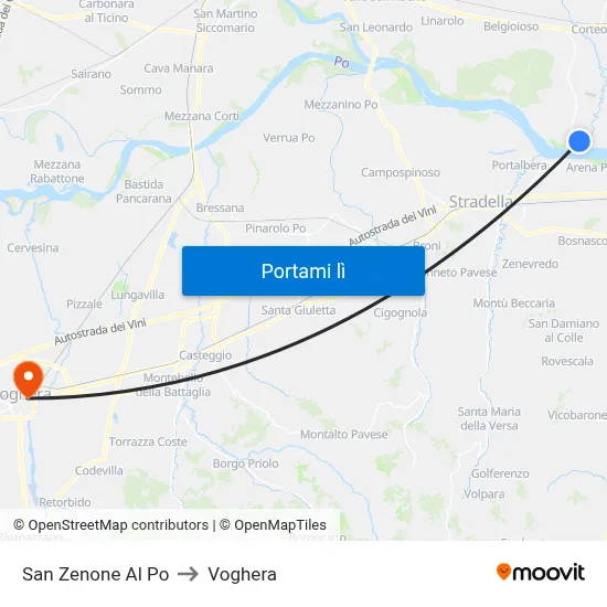 San Zenone Al Po to Voghera map