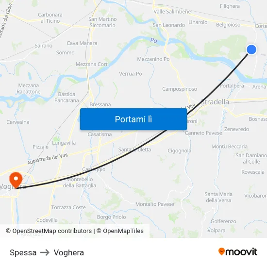Spessa to Voghera map