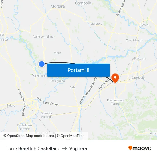 Torre Beretti E Castellaro to Voghera map