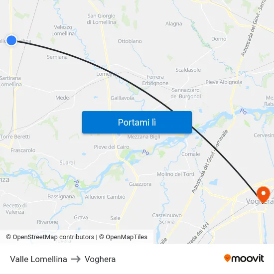Valle Lomellina to Voghera map