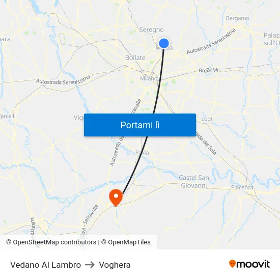 Vedano Al Lambro to Voghera map