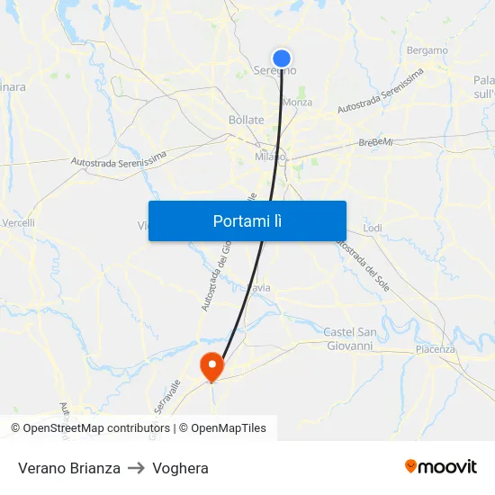Verano Brianza to Voghera map