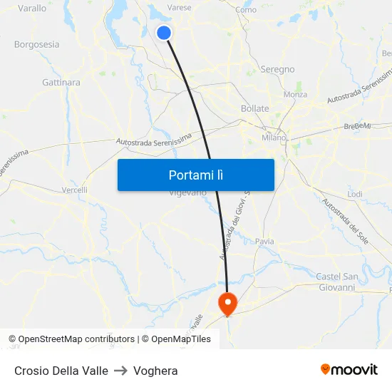 Crosio Della Valle to Voghera map