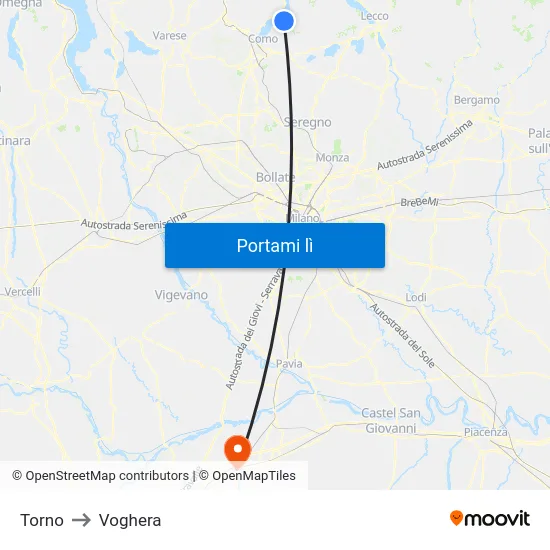 Torno to Voghera map