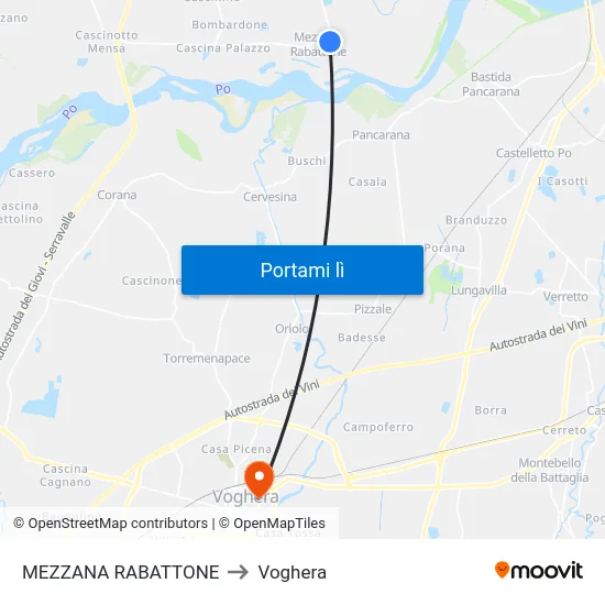 MEZZANA RABATTONE to Voghera map