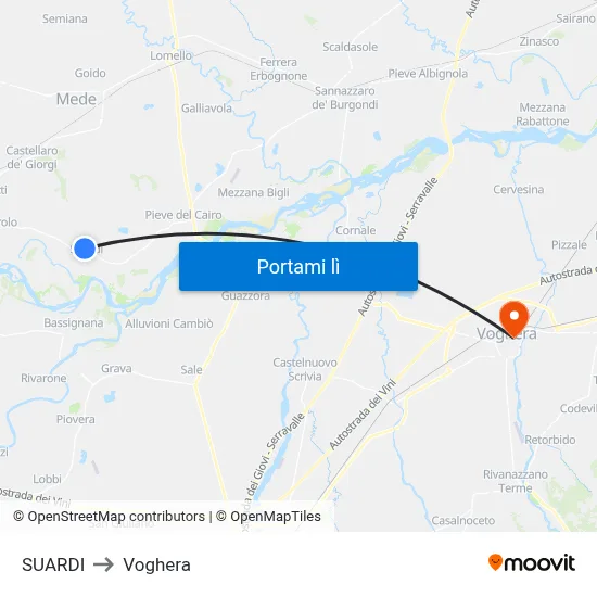 SUARDI to Voghera map