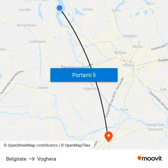 Belgirate to Voghera map