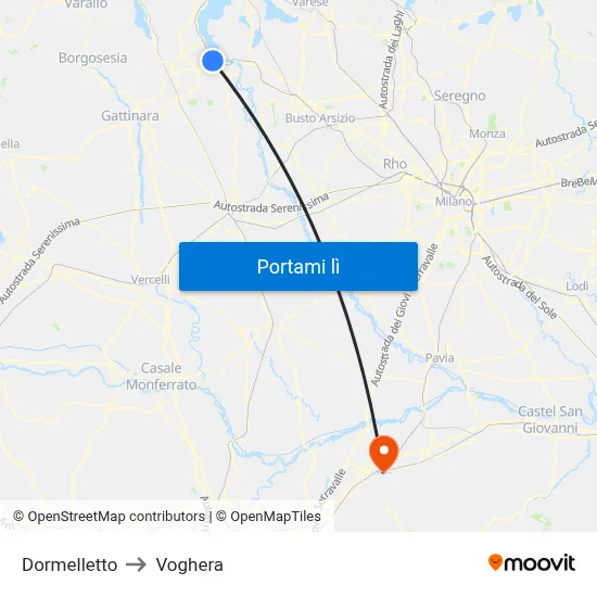 Dormelletto to Voghera map
