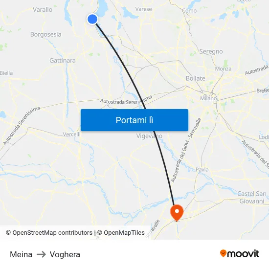 Meina to Voghera map