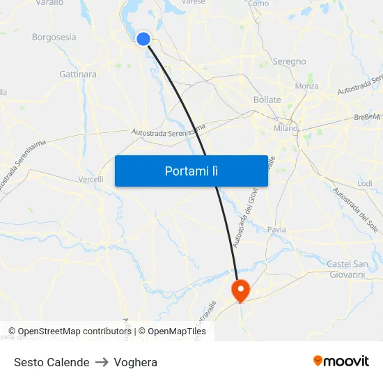 Sesto Calende to Voghera map