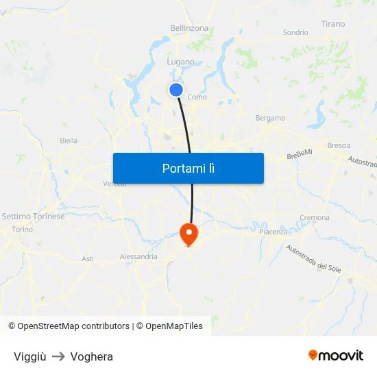 Viggiù to Voghera map