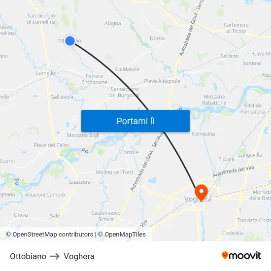 Ottobiano to Voghera map