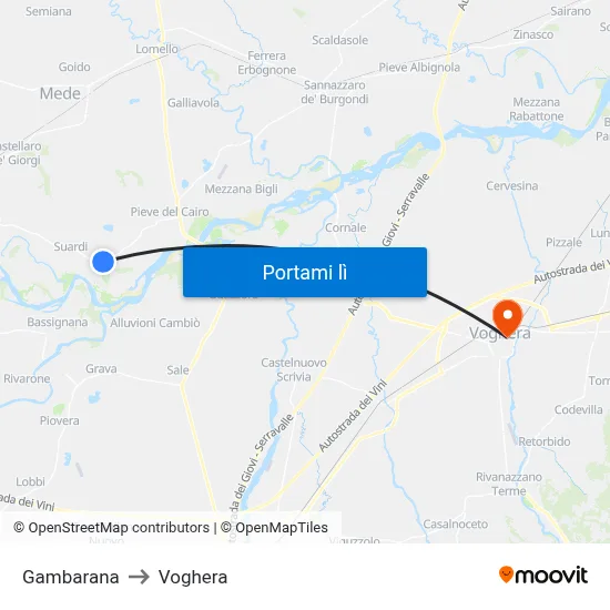 Gambarana to Voghera map