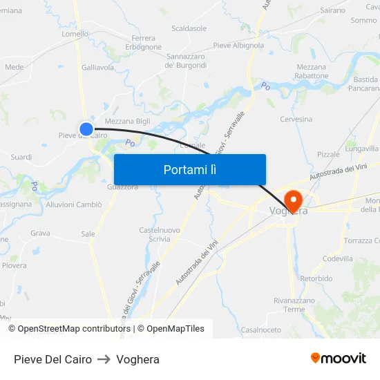 Pieve Del Cairo to Voghera map