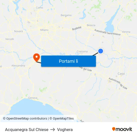 Acquanegra Sul Chiese to Voghera map