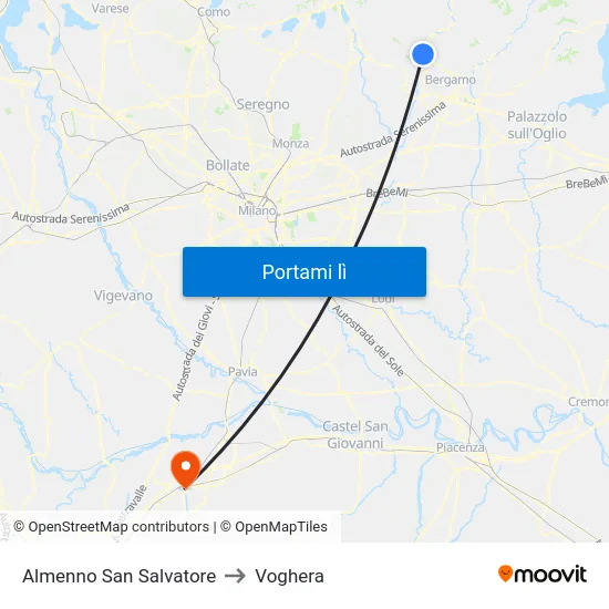 Almenno San Salvatore to Voghera map