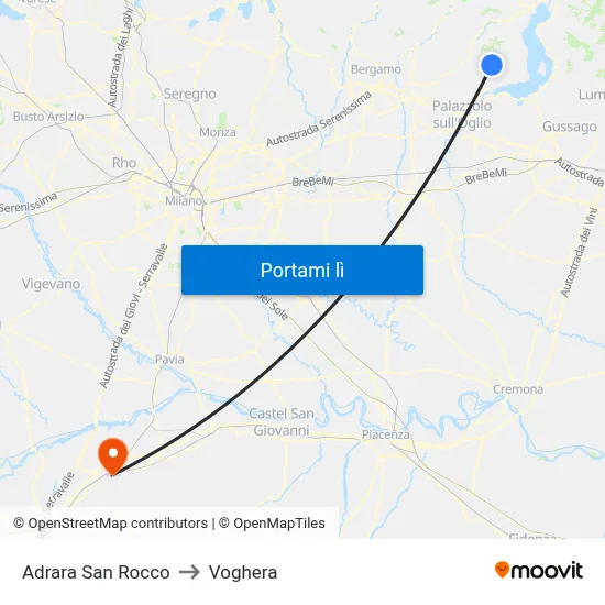Adrara San Rocco to Voghera map