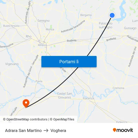 Adrara San Martino to Voghera map