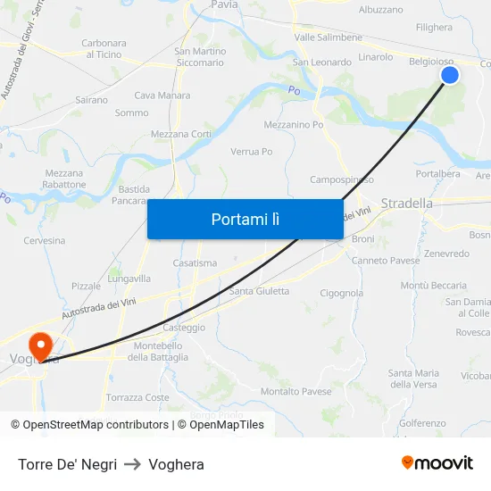 Torre De' Negri to Voghera map