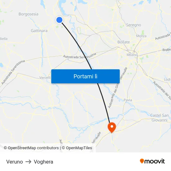 Veruno to Voghera map