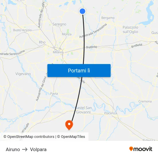 Airuno to Volpara map