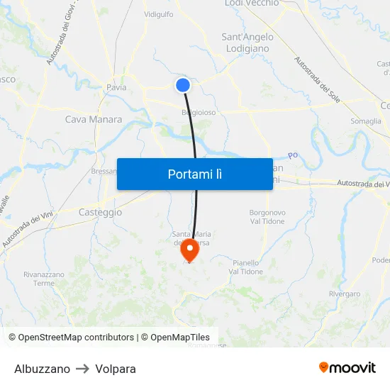 Albuzzano to Volpara map