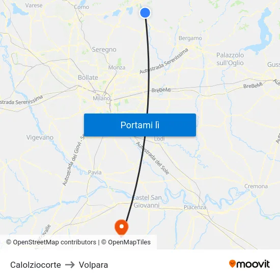 Calolziocorte to Volpara map