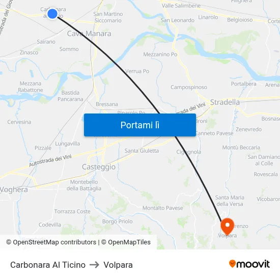 Carbonara Al Ticino to Volpara map