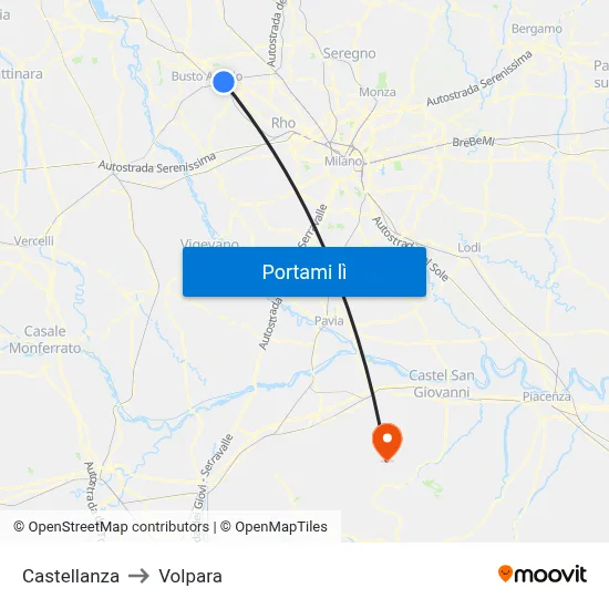 Castellanza to Volpara map
