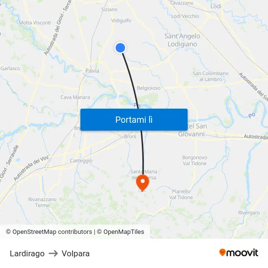 Lardirago to Volpara map