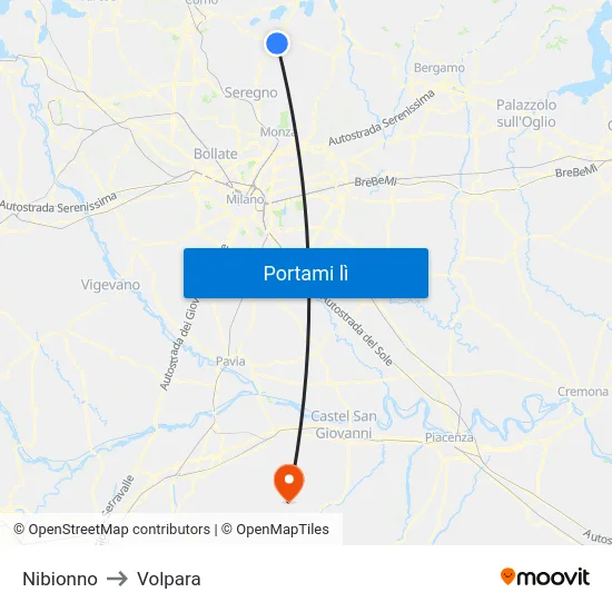 Nibionno to Volpara map