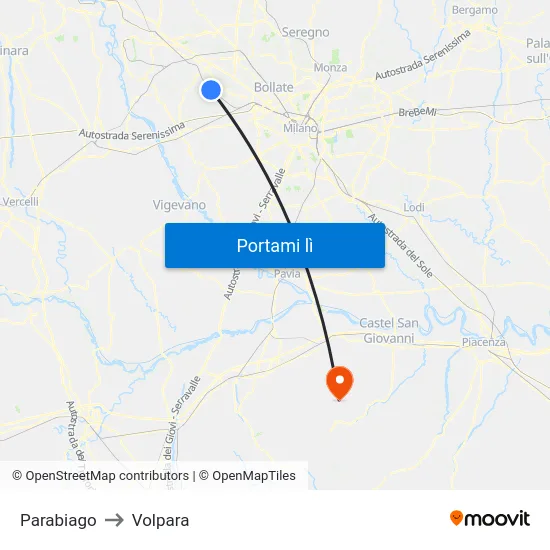 Parabiago to Volpara map