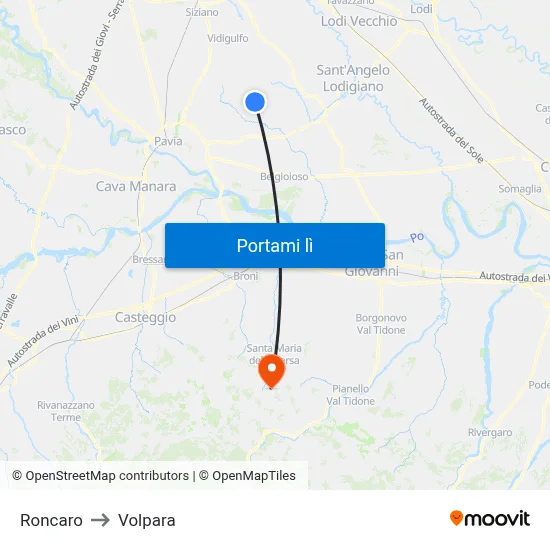 Roncaro to Volpara map
