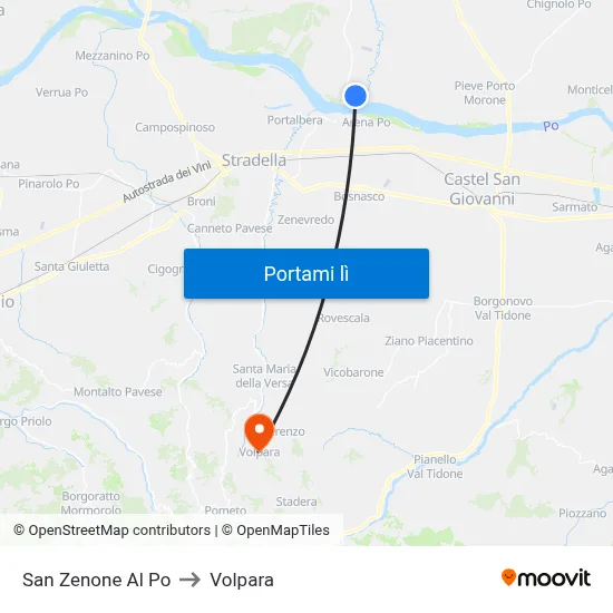 San Zenone Al Po to Volpara map