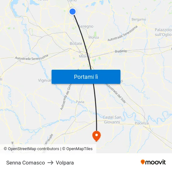 Senna Comasco to Volpara map