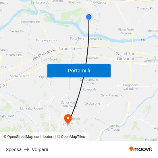 Spessa to Volpara map