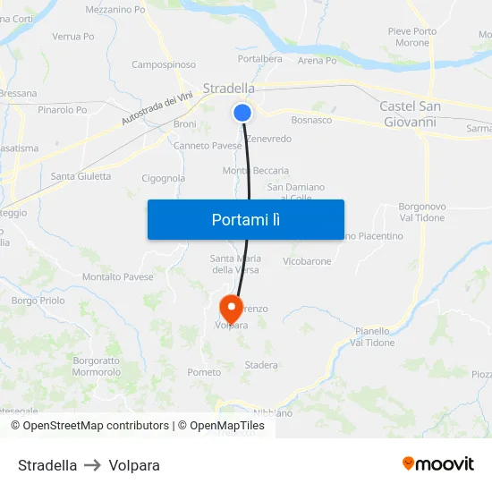 Stradella to Volpara map