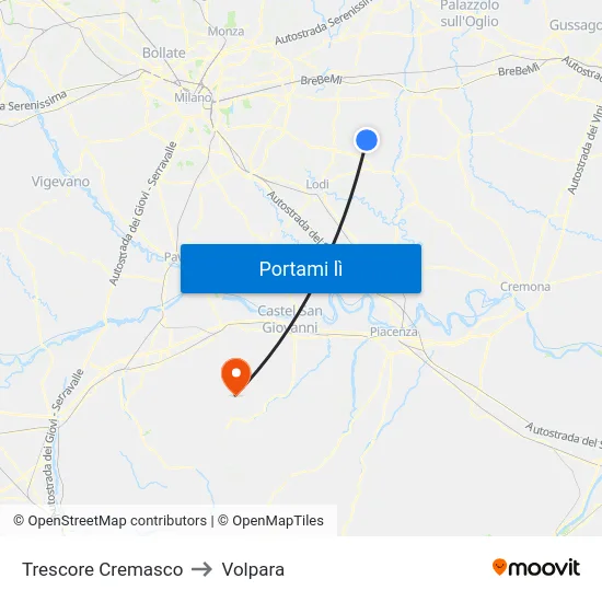 Trescore Cremasco to Volpara map