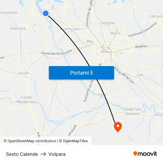Sesto Calende to Volpara map