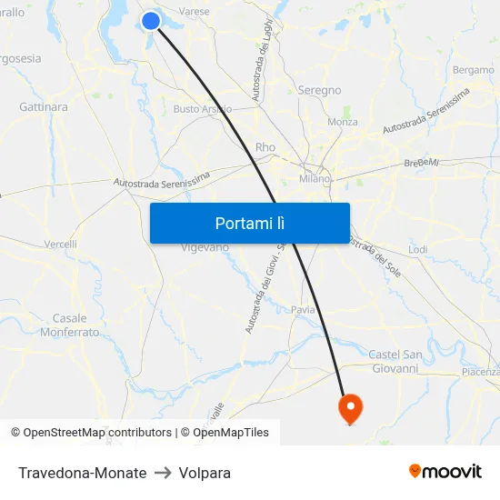 Travedona-Monate to Volpara map