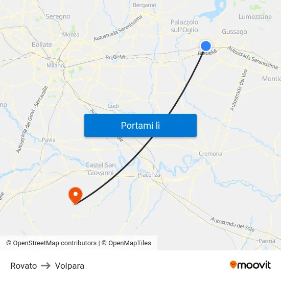 Rovato to Volpara map