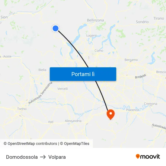 Domodossola to Volpara map
