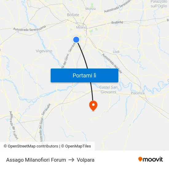 Assago Milanofiori Forum to Volpara map