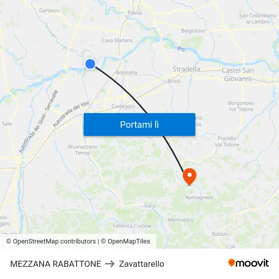 MEZZANA RABATTONE to Zavattarello map