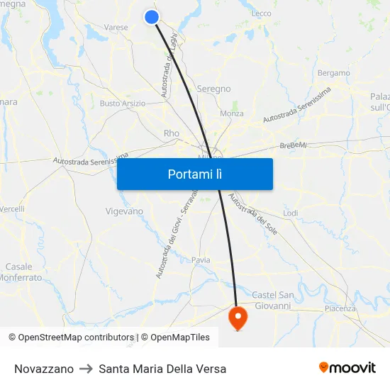 Novazzano to Santa Maria Della Versa map