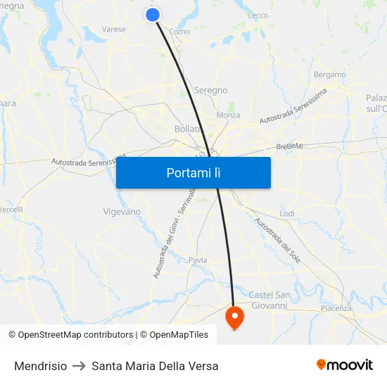 Mendrisio to Santa Maria Della Versa map
