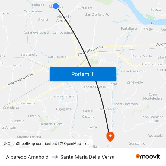Albaredo Arnaboldi to Santa Maria Della Versa map
