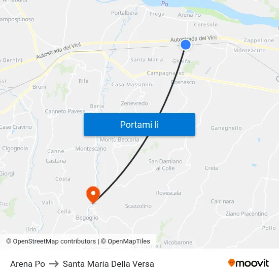 Arena Po to Santa Maria Della Versa map